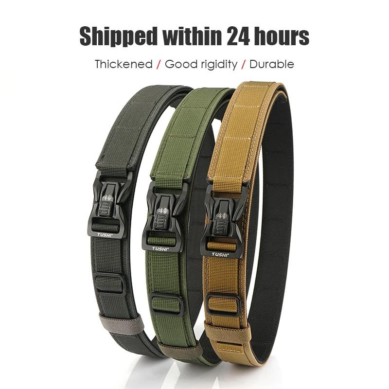 VATLTY Nouveau Ceinture de pantalon rigide pour hommes Boucle en métal Ceinture tactique militaire à