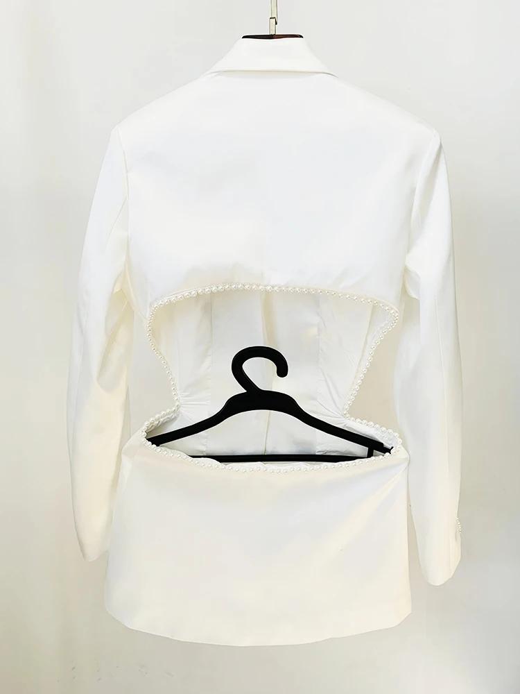 HIGH STREET Nouveauté 2026 Mode de créateur pour femme Blazer ajouré à motifs floraux, appliques et