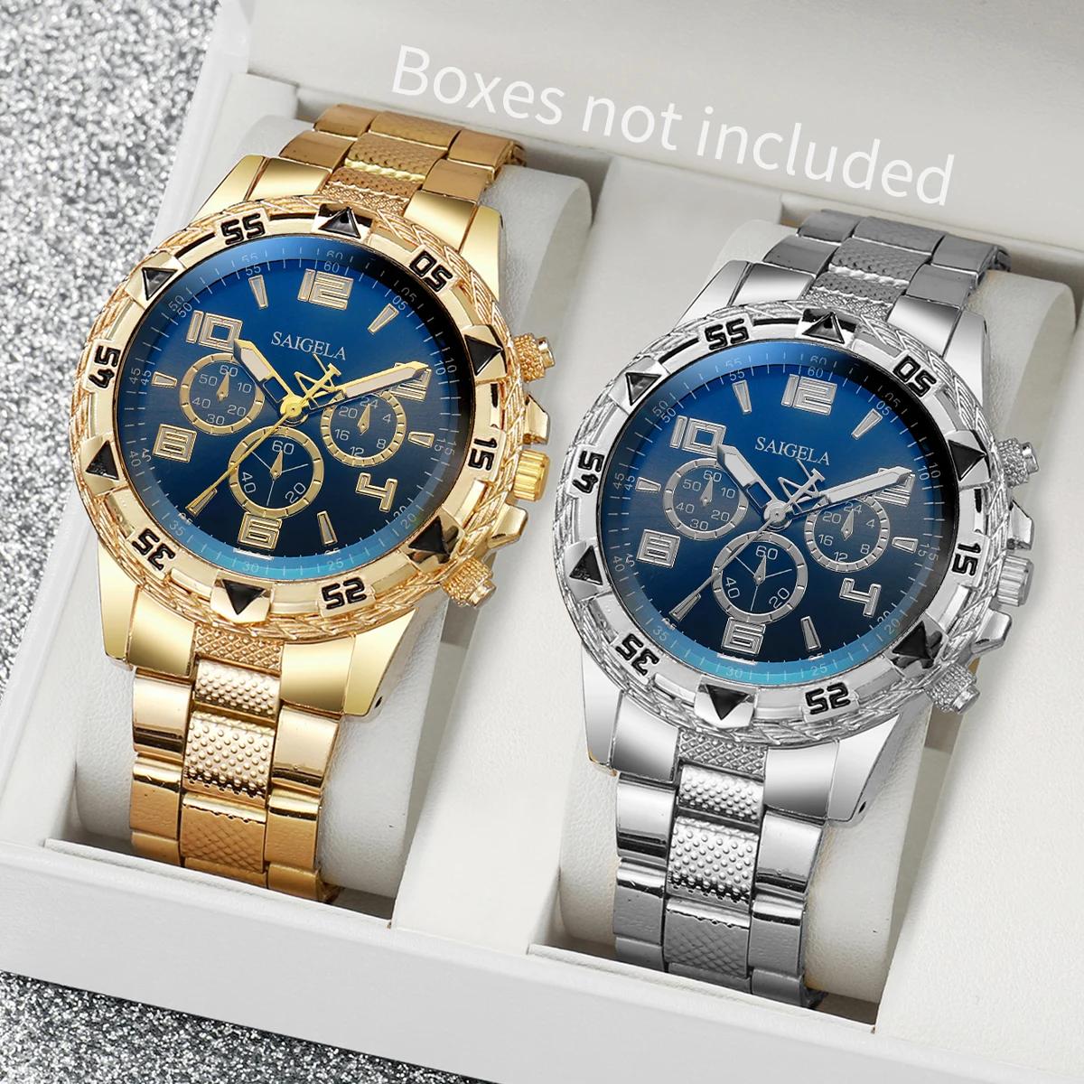 Ensemble de montres à quartz pour hommes d'affaires, cadran arabe, bracelet en acier, mode masculine