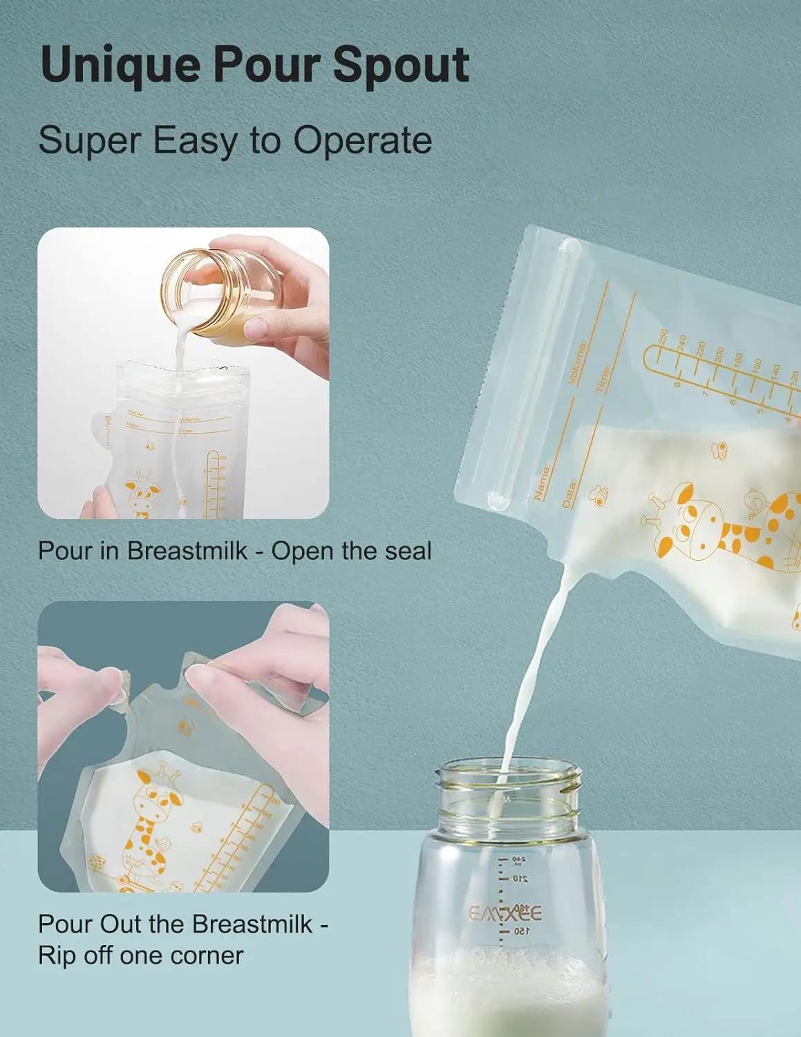 Sac de conservation du lait maternel, 250ml, 100 pièces, conteneurs de stockage des aliments pour bé