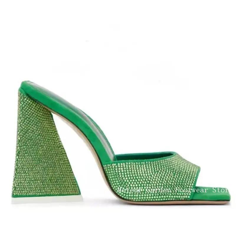 Sandales à talons hauts avec strass scintillants pour femmes, chaussures de soirée Sexy, bout Triang