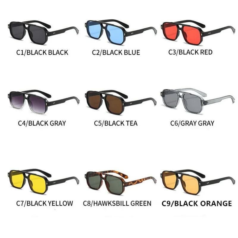 Lunettes de soleil carrées rétro à Double pont pour femmes et hommes, Design de luxe à la mode, Rive