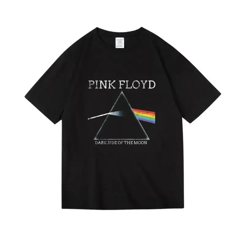 T-shirt vintage avec couverture d'album Pink Floyd The Dark Side of the Moon, t-shirts unisexes en c