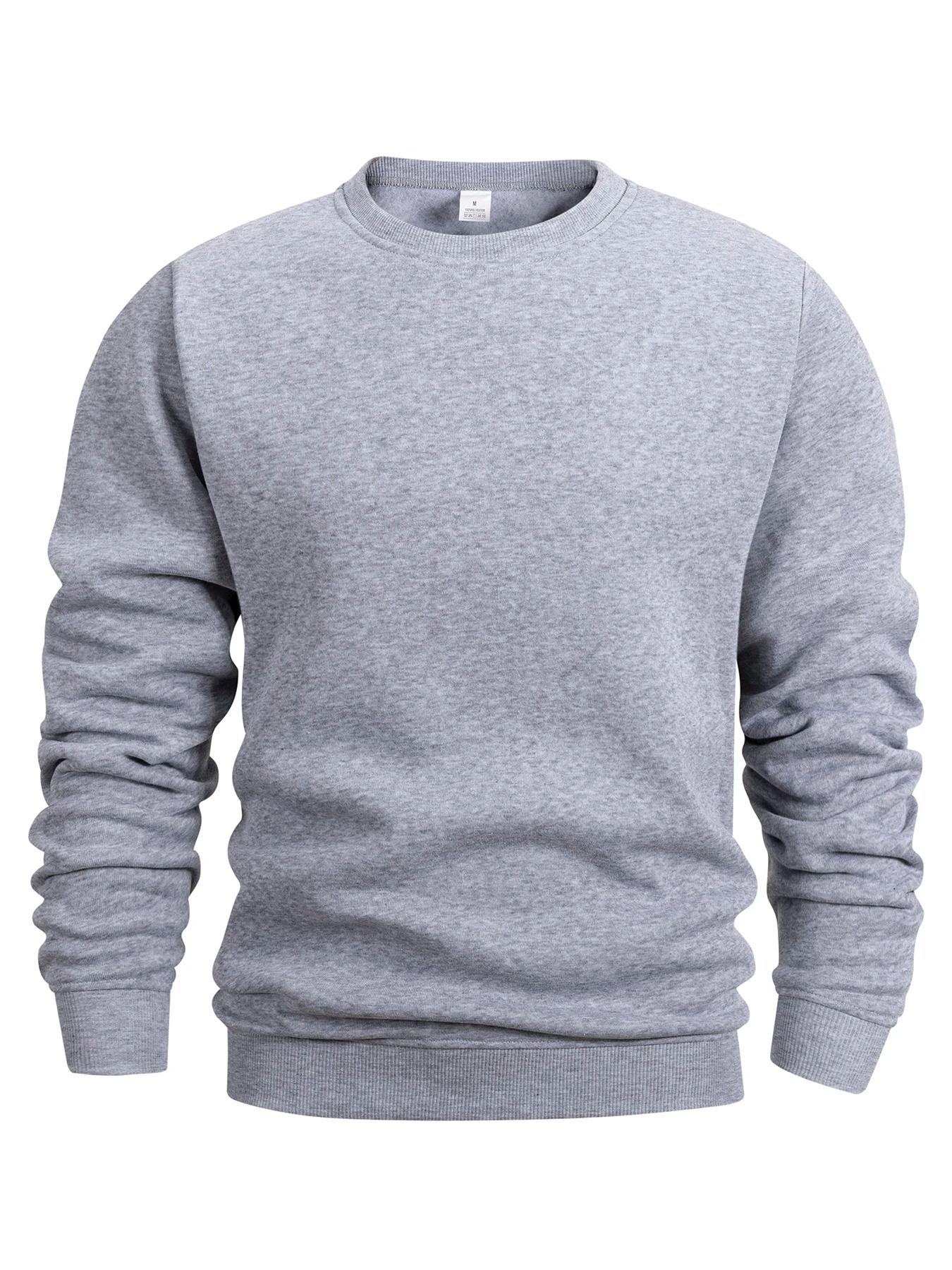 Sweat-shirt à col rond pour hommes, couleur unie, printemps, extérieur, décontracté, quotidien, manc
