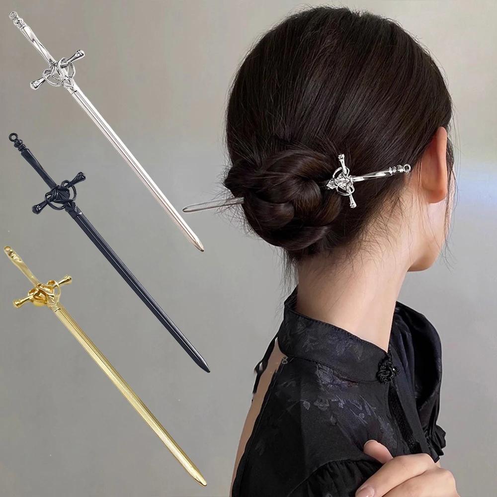 Épingles à cheveux épée créative pour femmes, épingles à cheveux, couvre-chef, Style chinois, fourch