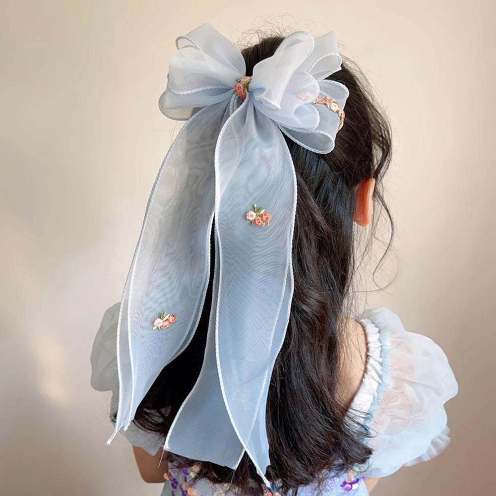 Épingle à cheveux tressée pour enfants coréens, accessoires pour cheveux floraux brodés, coiffure qu