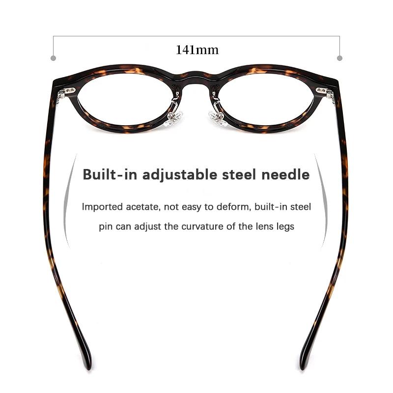 Monture de lunettes vintage ronde en acétate pour hommes et femmes, style décontracté professionnel,