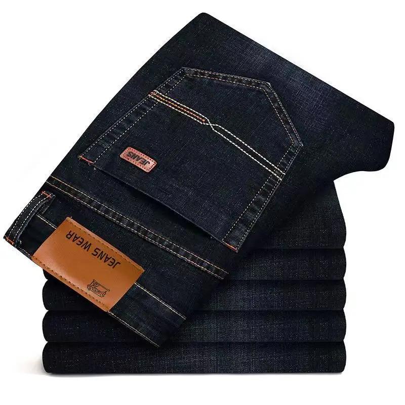 Jeans confortables et souples pour homme, style business ou motard, pour l'automne, classiques noirs