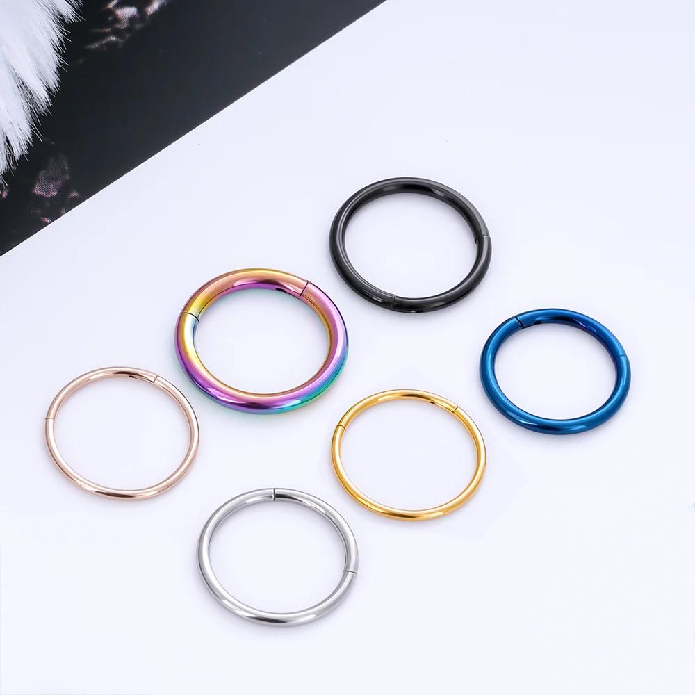 Lot de 10/50 pièces en gros – Boucles d'oreilles rondes en titane G23, anneaux de nez, clickers de s