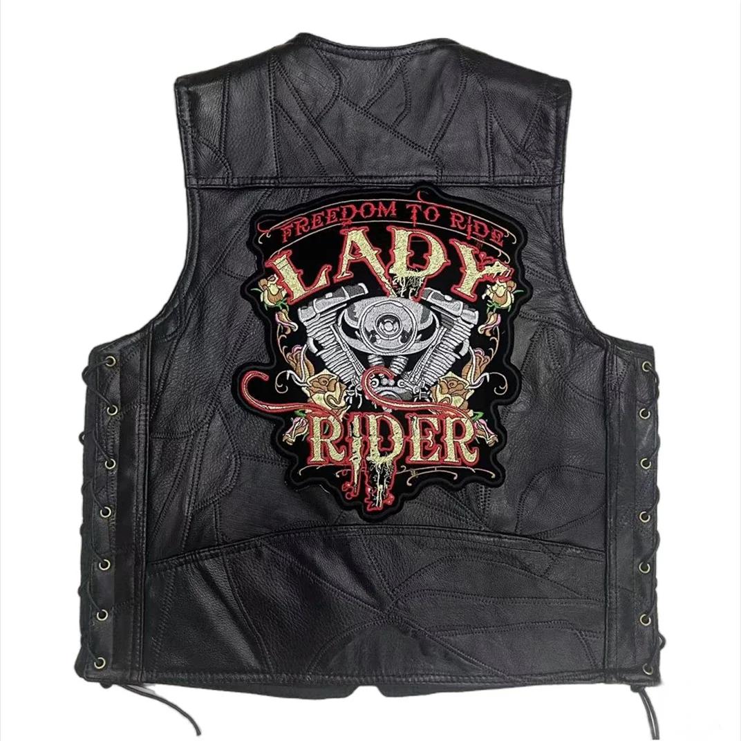 Gilet de moto en cuir pour homme, veste de motard punk, gilet d'équitation, veste de moto en fibre, 
