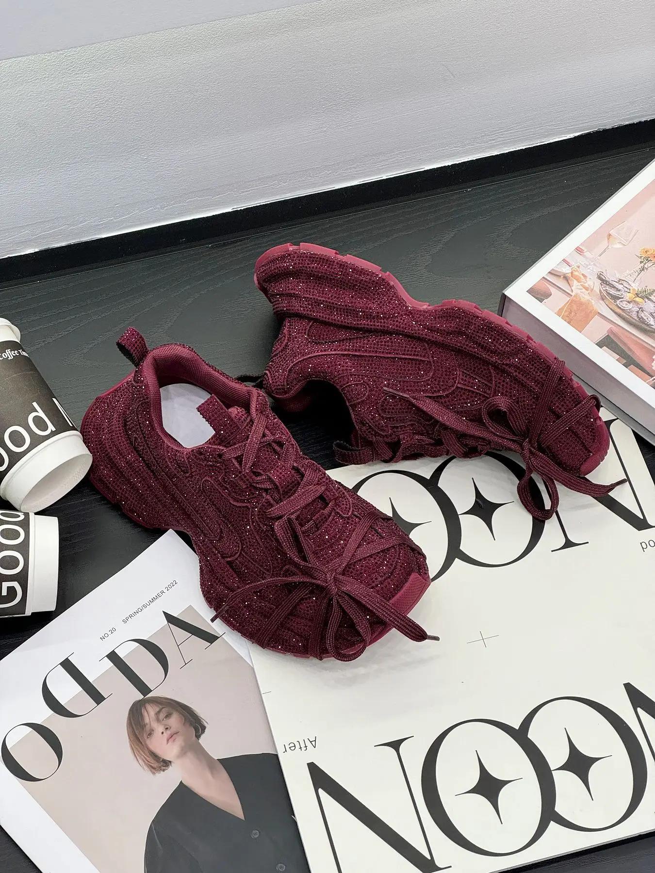 Chaussures décontractées tendance pour femme, style Gypsy, à semelle épaisse, ornées de strass, coll