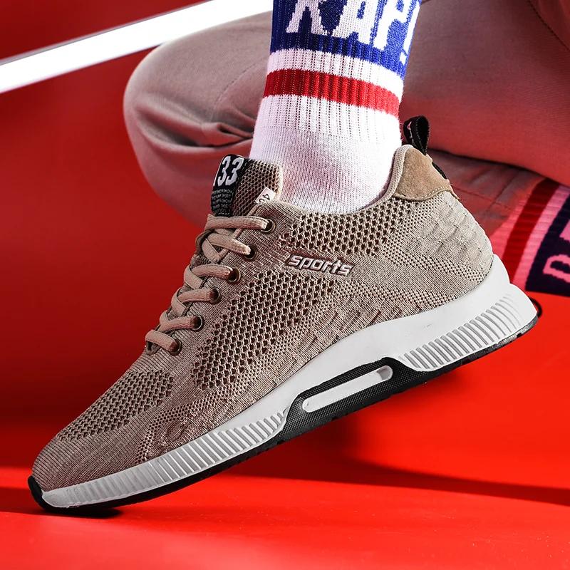 Chaussures de sport respirantes à talon compensé invisible pour hommes, hauteur accrue de 6-8 cm