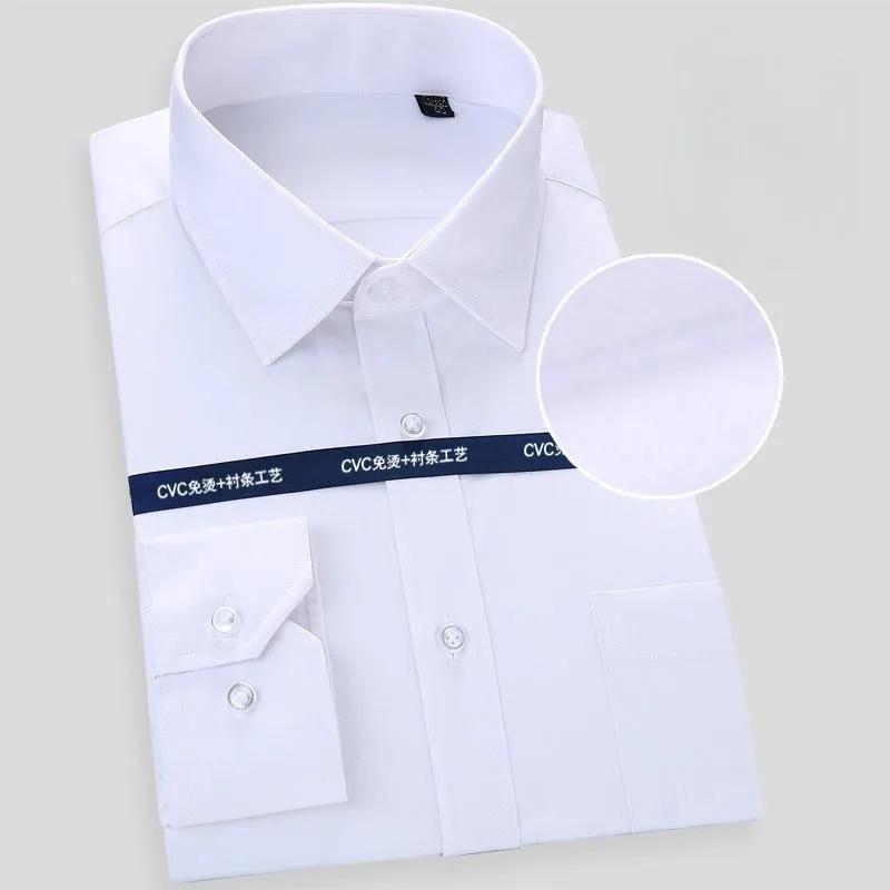 Haute qualité 100% coton hommes robe à manches longues chemise nouveau solide mâle grande taille cou