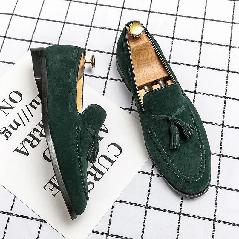 Mocassins d'été en daim à pampilles pour hommes, style italien 2026, souples et de haute qualité, ch