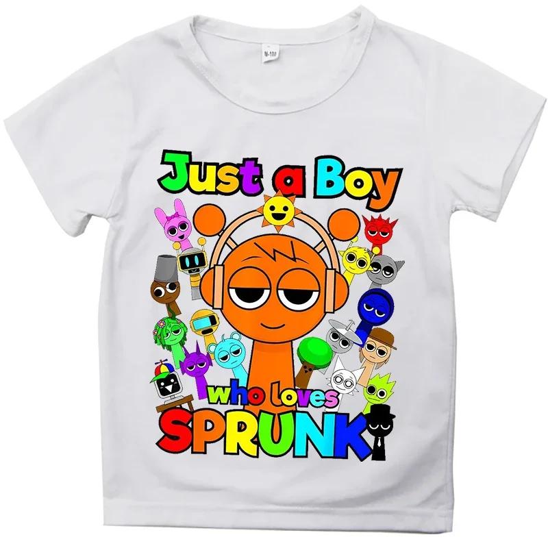 Jeu d'été Sprunki Incredibox dessin animé imprimé coton enfants T-Shirts garçons décontracté à manch