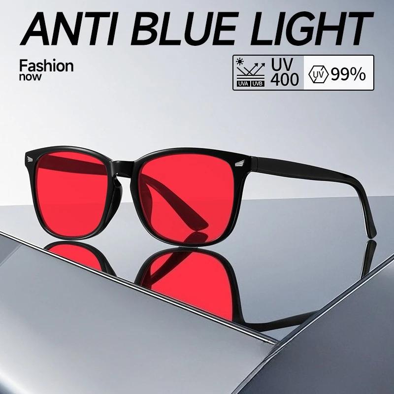 VIVIBEE classique rouge lentille bleu lumière bloquant lunettes carré hommes meilleur sommeil Anti f