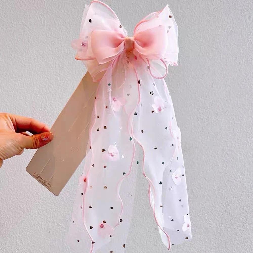Accessoire pour cheveux avec nœud en maille, pince à cheveux princesse douce pour enfants, pince sup