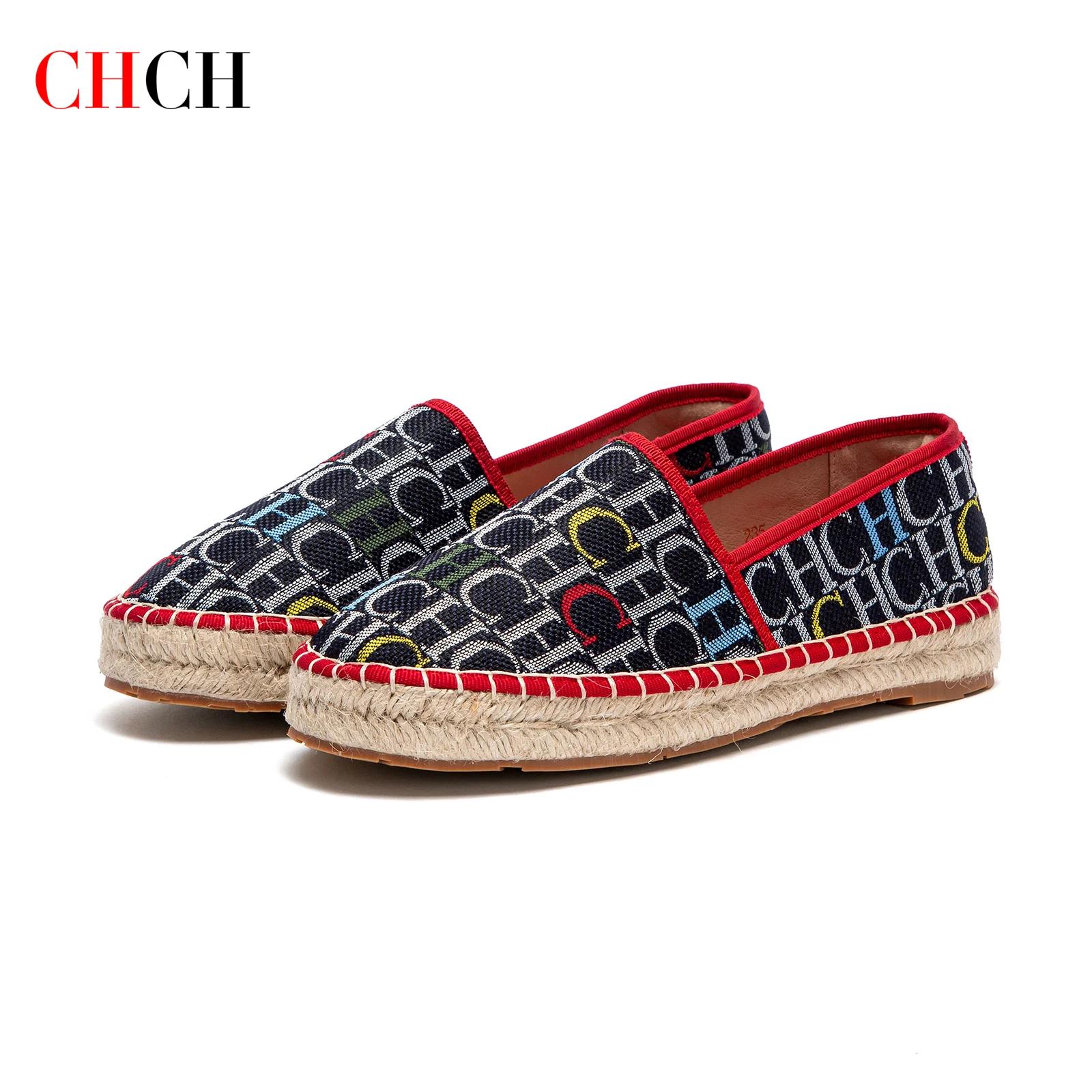 CHCH chaussures de plage pour femmes printemps nouveau tissu à la main chaussures plates à fond de c