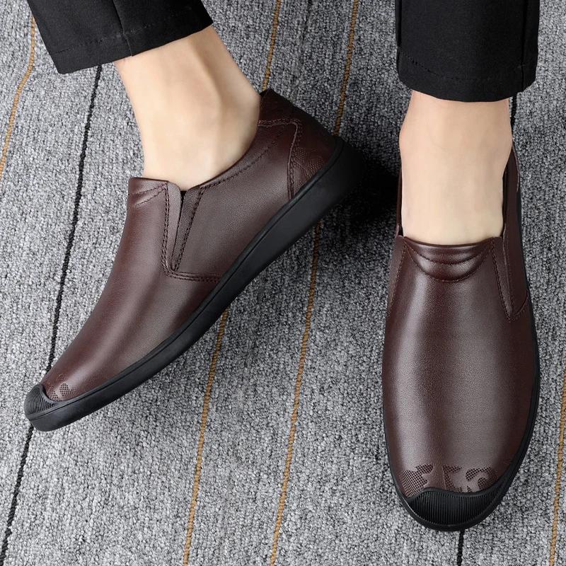 Nouvelles Chaussures Habillées Décontractées en Cuir de Vachette pour Hommes 2026 – Mocassins Unicol
