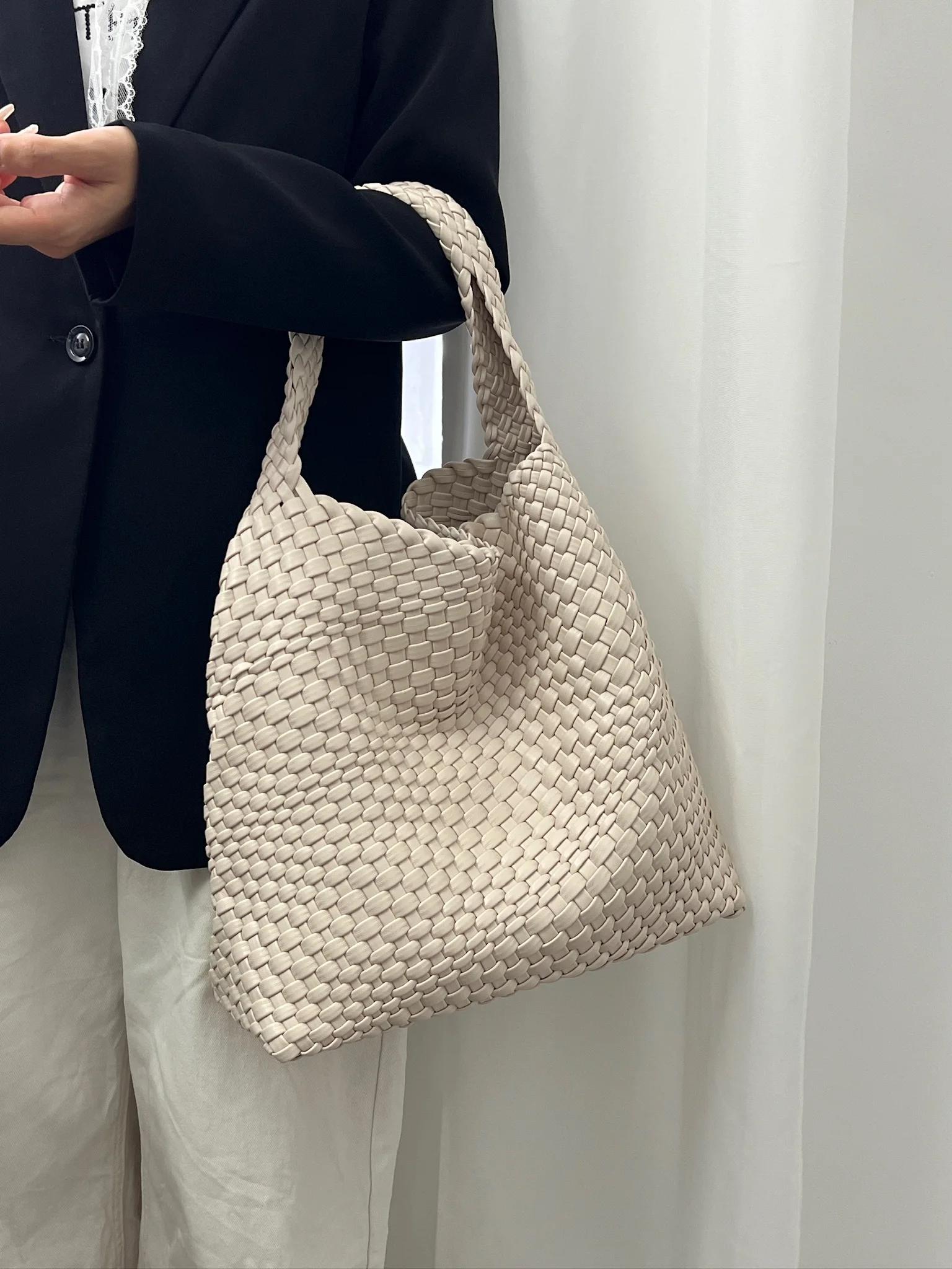 Sac à bandoulière en cuir PU pour femmes, sac sous les bras tissé en tissu doux, tendance, Style eur