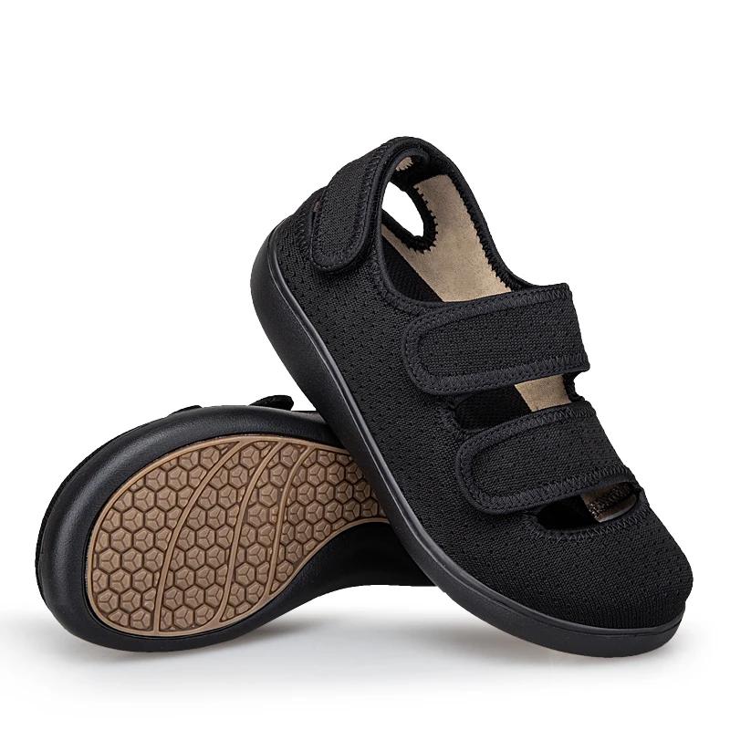 Sandales larges pour hommes, chaussures diabétiques, modèles à scratchs, légères et respirantes pour