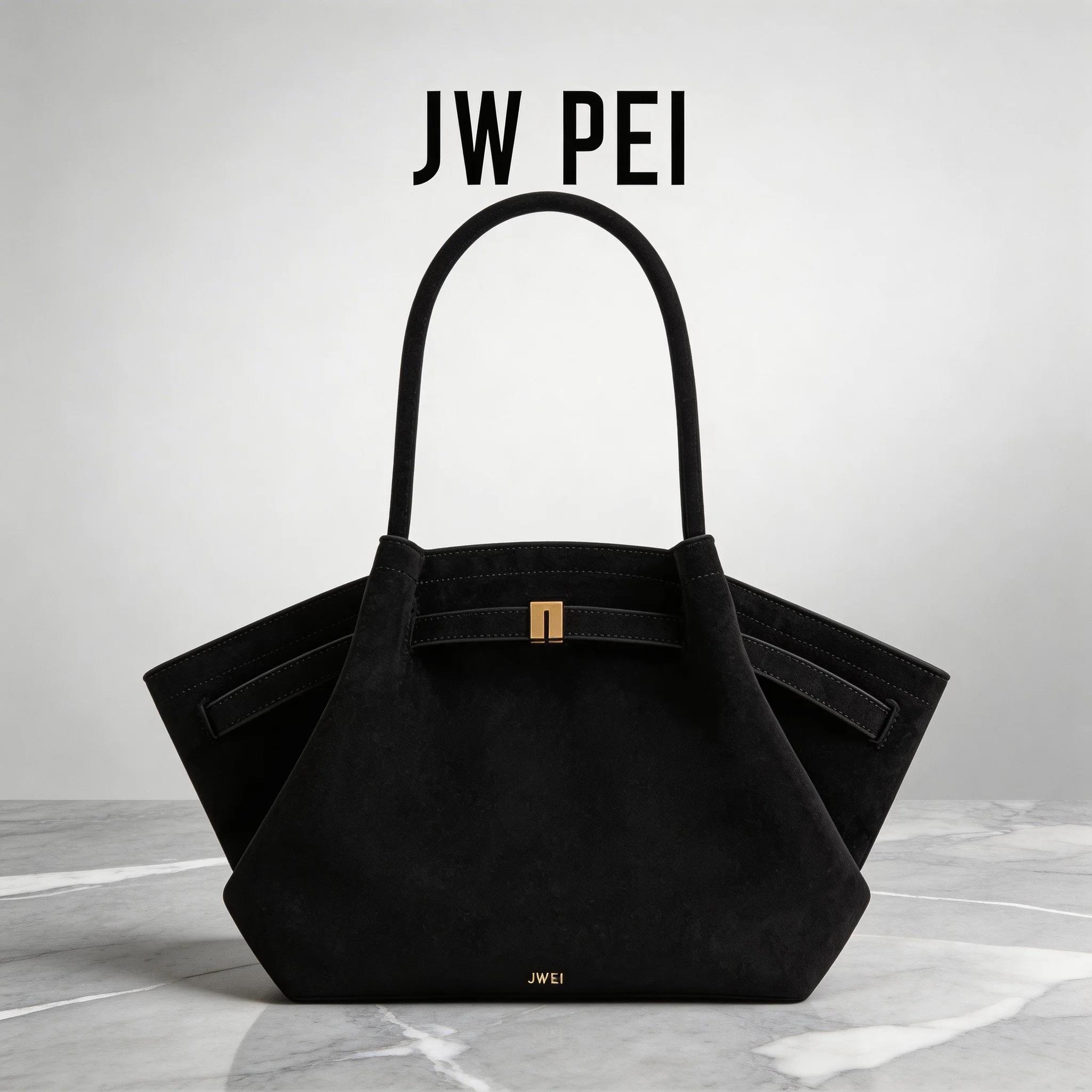 Sac à main vintage de haute qualité pour femme JW PEI, en similicuir noir, en cuir vegan, sac bandou