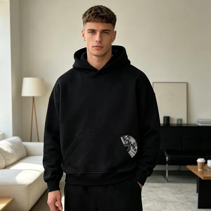 Ensemble sweat à capuche et pantalon tendance printemps, motif brodé 3D, couleur unie Y2K, ensemble 