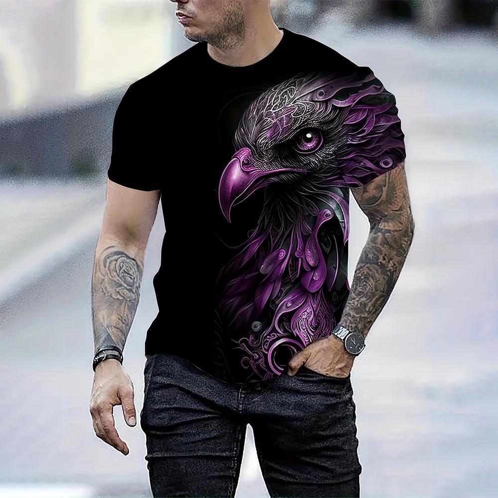 T-shirt à manches courtes pour hommes, mode d'été, imprimé aigle en 3D, loisirs de plein air, séchag