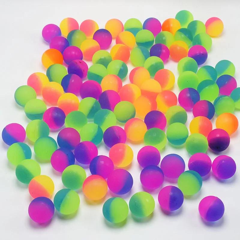 Boule élastique en caoutchouc, arc-en-ciel, bicolore, mat, solide, boule flottante colorée, boule am