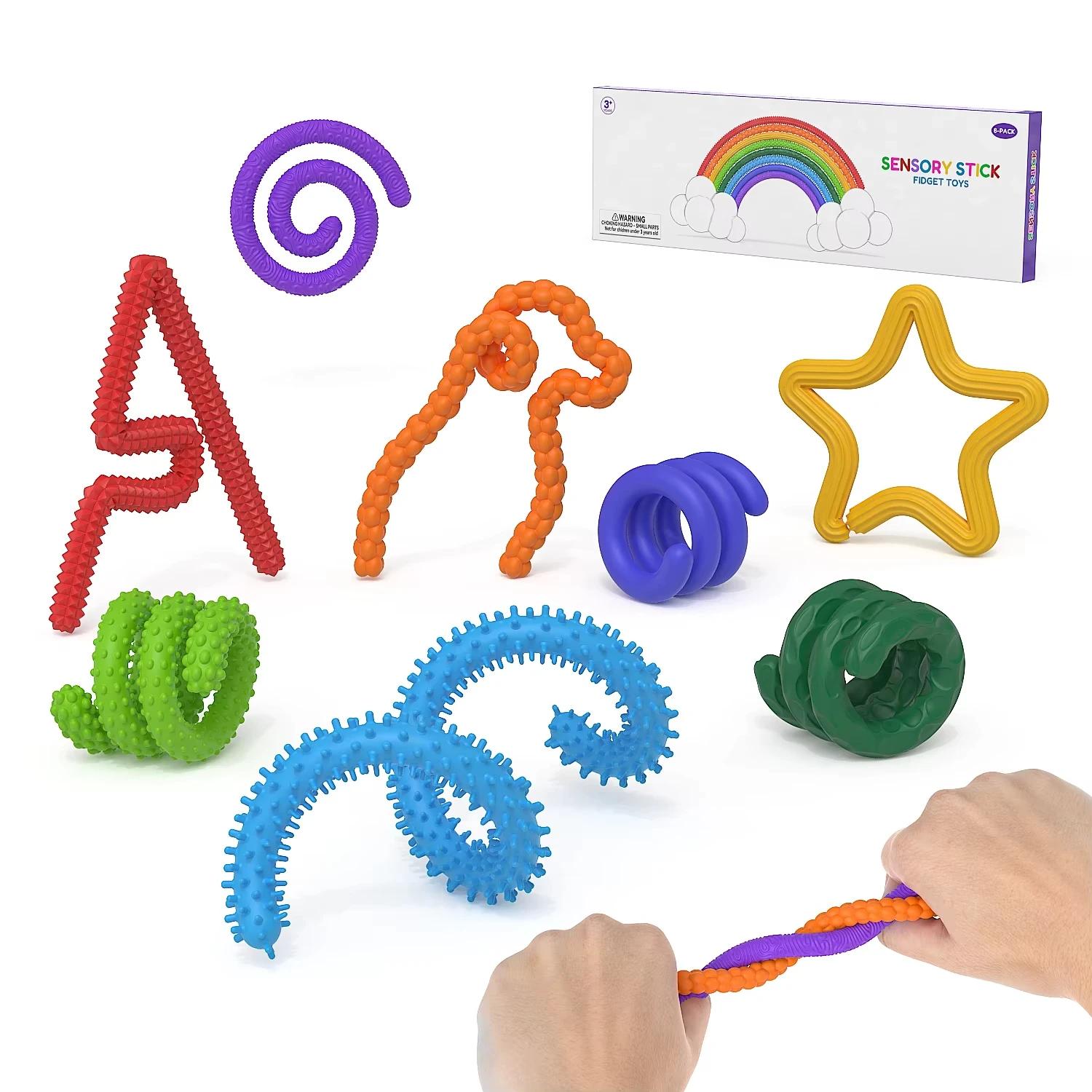 8 pièces EDC Fidget bâtons sensoriels jouets, boules d'inquiétude autisme apaisant enfant adultes so
