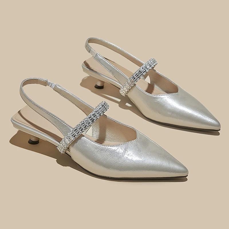 Sandales fermées à talon aiguille et bout pointu pour femme, style Mary Jane, grande taille, avec br
