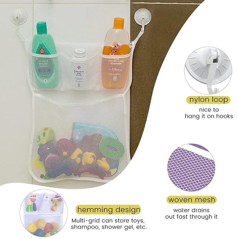 Jouets de bain pour réception-cadeau pour bébé, maille de rangement blanche pour jouets pour enfants