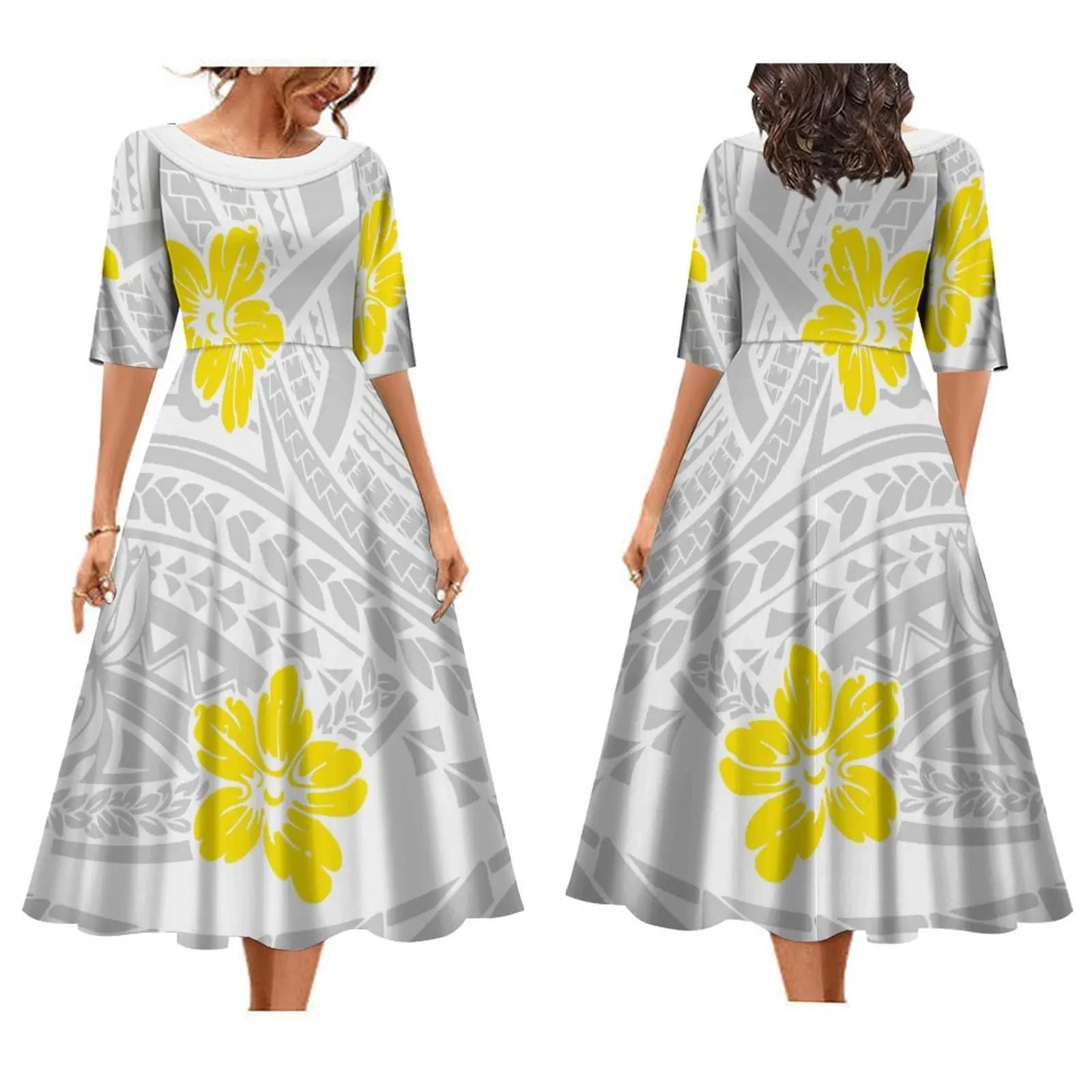 Robe mi-longue imprimée tribale, robe hawaïenne, robe éducative, cadeau de fête des mères personnali