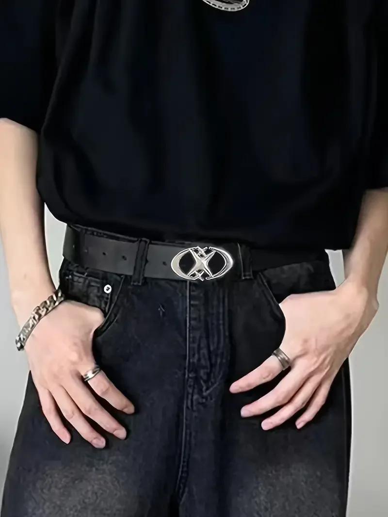 Ceinture élégante à boucle métallique croisée ovale – Durable, simple et universelle compatible – Id