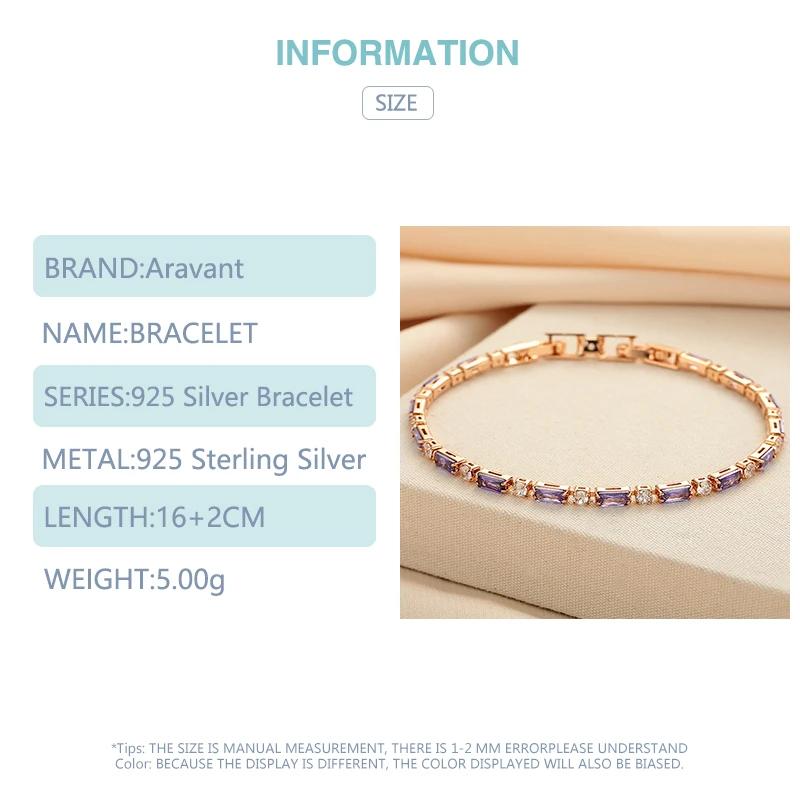 Aravant 925 argent 18K or améthyste Bracelet chaîne pour femmes bijoux de mode