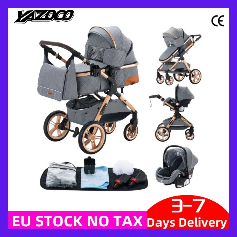 Poussette 3 en 1 légère pliable compacte - Système nouveau-né tout-terrain poussette d'hiver bébé