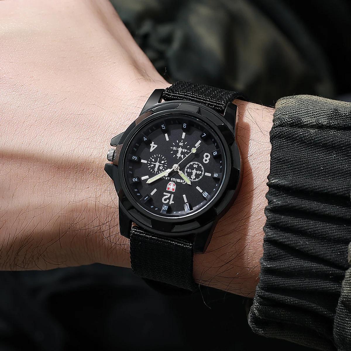 4 pièces hommes montres militaires ensemble Sport décontracté montre à Quartz bracelet en Nylon mâle