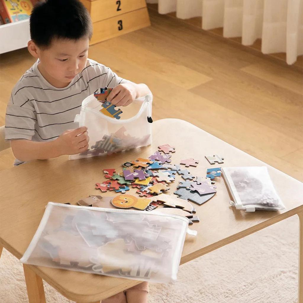 Sac de rangement pour jouets, 3 pièces, 1 pièce, bloc de construction, puzzle, sous-paquet, sac pour