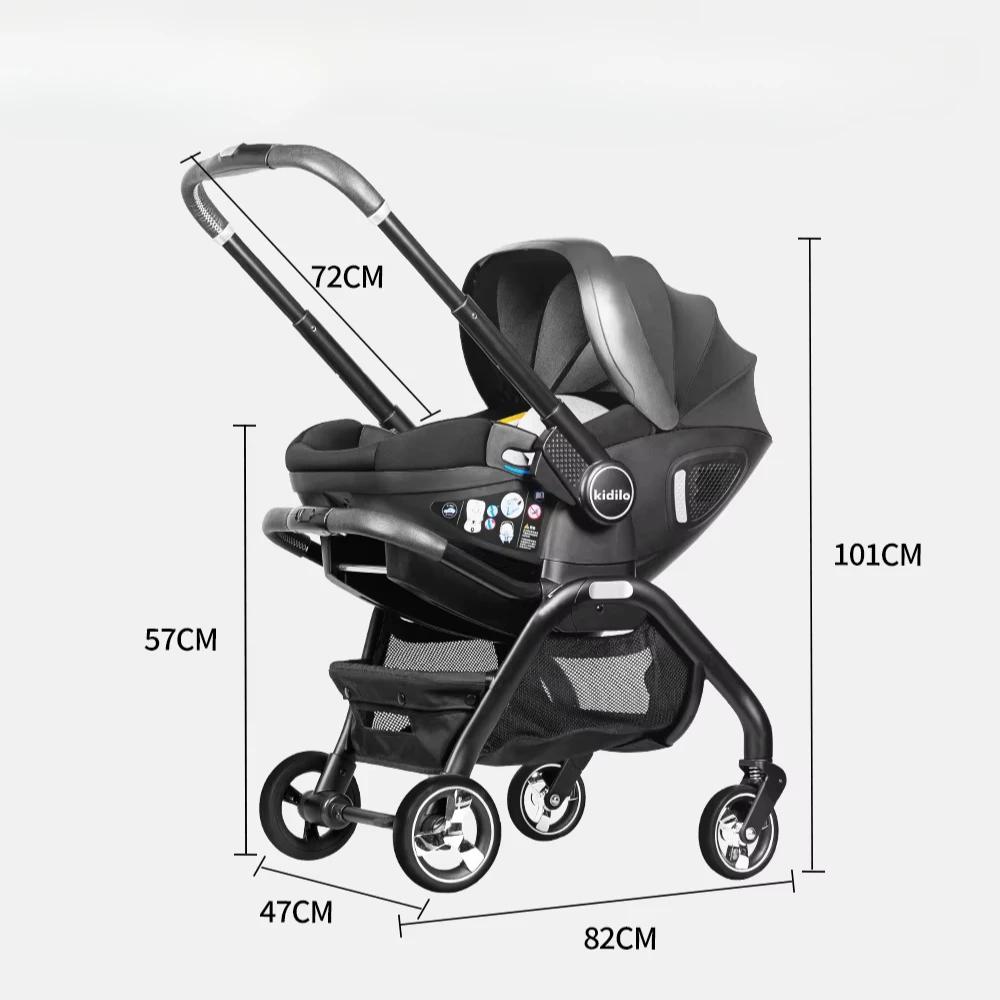 Poussette 3en1 nouveau-né convertible - Siège auto luxe multifonctionnel avec direction bidirectionnelle UE