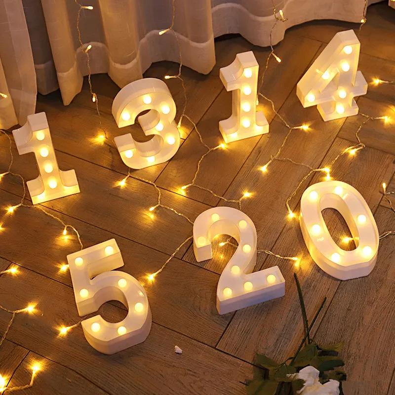 Lampes LED en forme de lettres de l'alphabet, lampes numériques, décorations pour fêtes, chambres, a