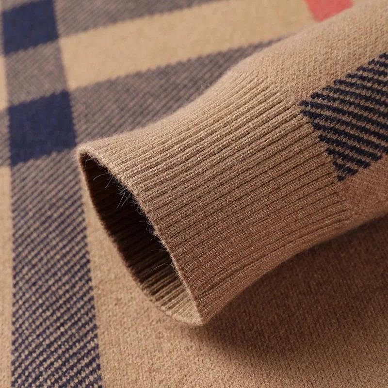 Pull de luxe haut de gamme pour hommes marque de styliste col rond rayé en laine mode européenne tri