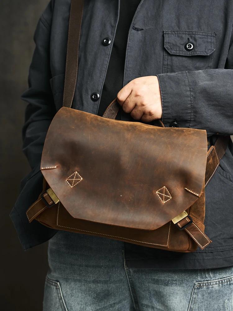 ZRCX haute qualité en cuir véritable hommes sac de messager sac à bandoulière décontracté mode homme