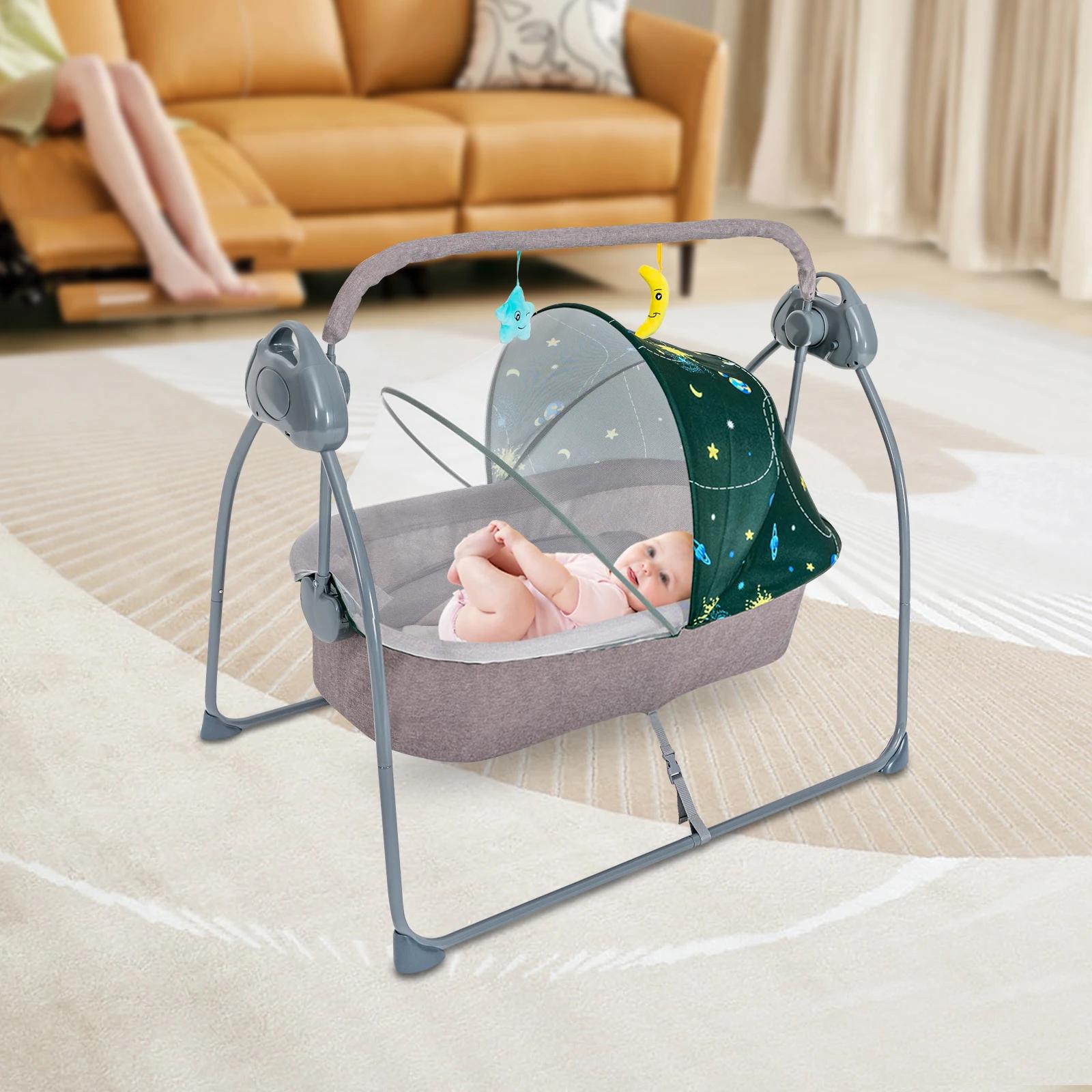 Berceau pour bébé, balançoire, support électrique à 5 vitesses, chaise à bascule, lit avec télécomma