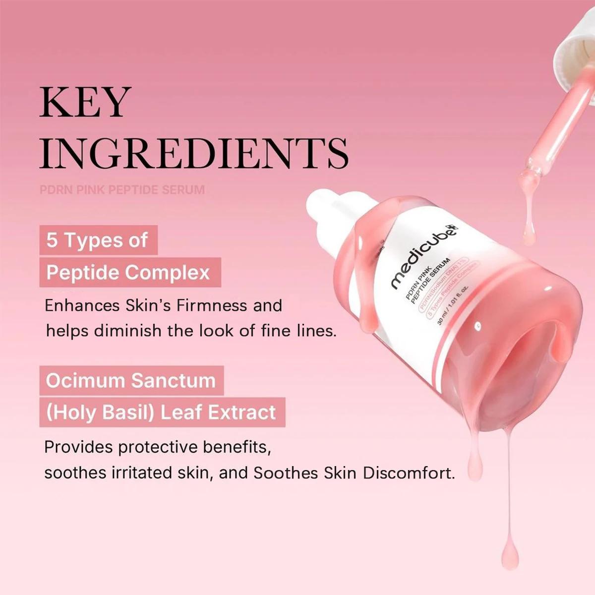 Sérum au peptide rose PDRN à l'ADN de saumon Medicube, lisse et à absorption rapide, rafraîchissant 