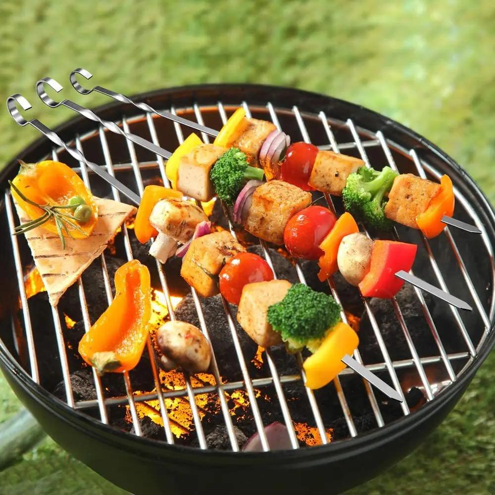 Bâton de rôti réutilisable pour barbecue, fourcommuniste plates en acier inoxydable, gadgets de piqu