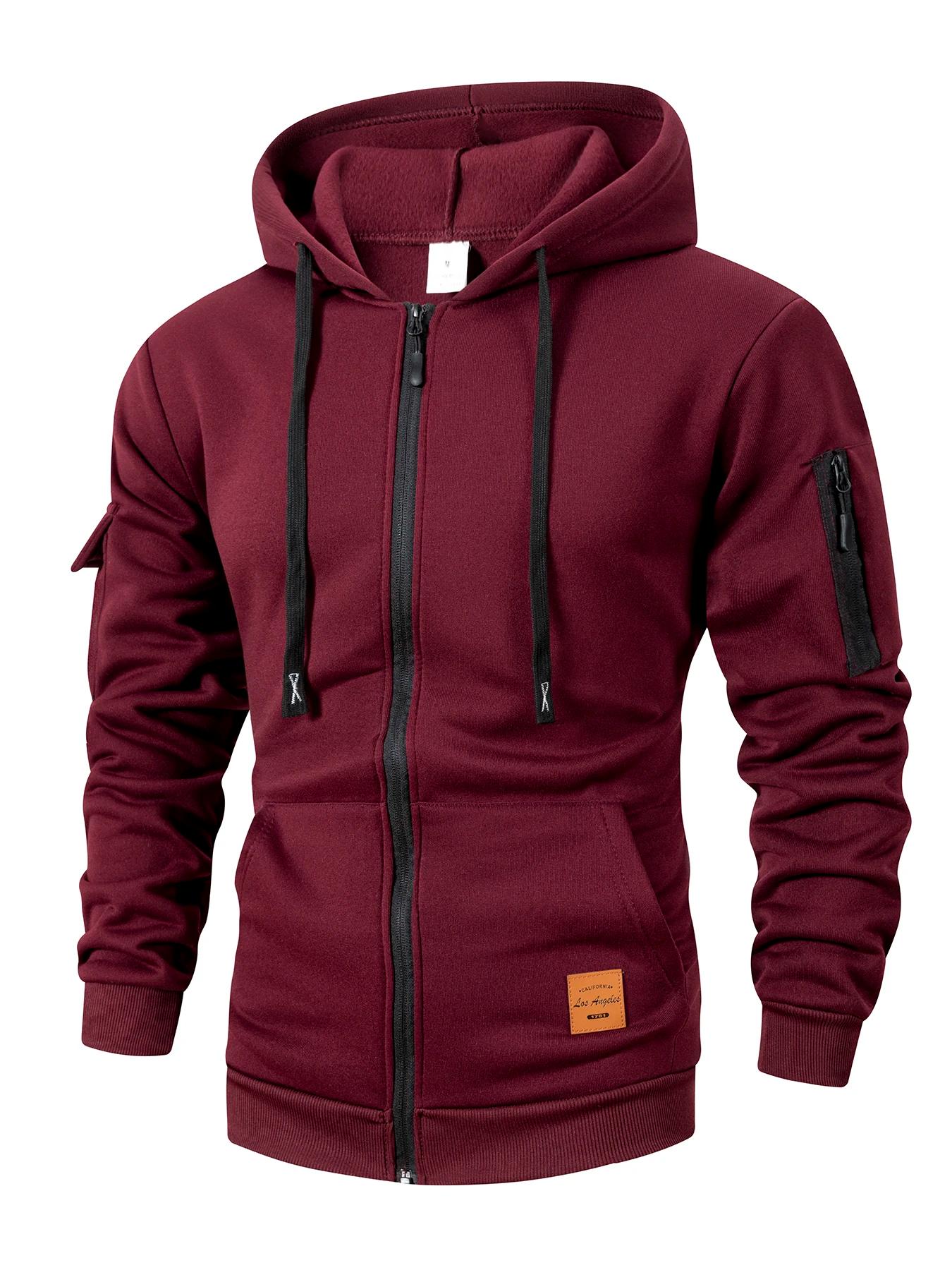 2025 nouveau automne hommes sweats à manches longues veste à capuche fermeture à glissière veste mâl