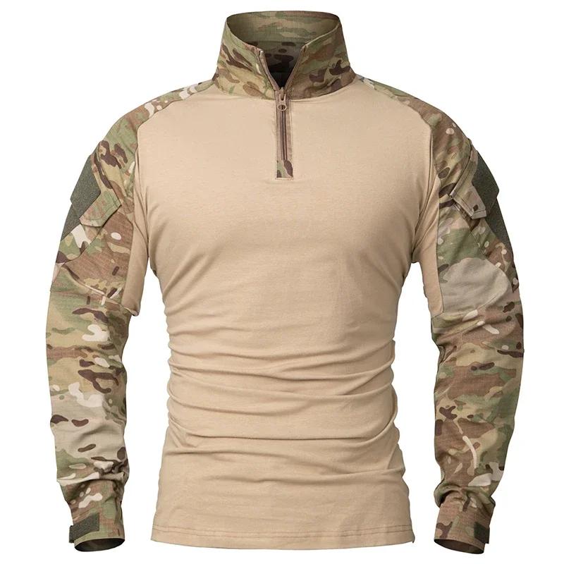Chemises tactiques d'extérieur pour hommes, tenue à manches longues, chemise de Combat, fermeture éc