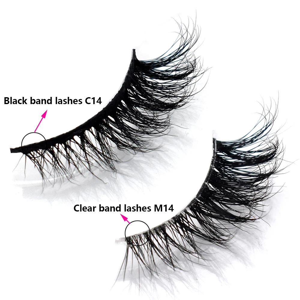 Articles en vrac 10/30/60/100 paires demi-cils de vison naturel longs moelleux vaporeux demi-cils Ex