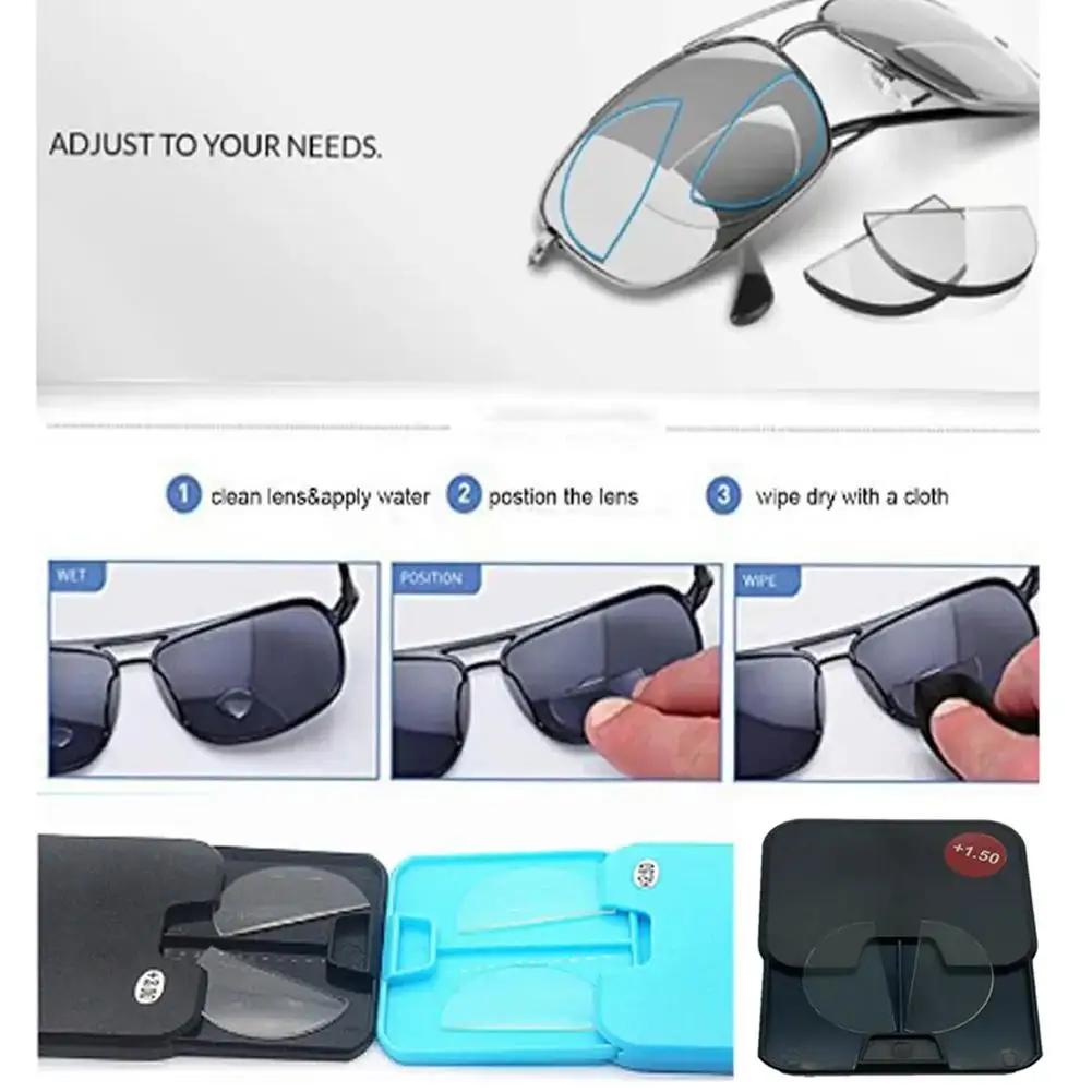 Lunettes de lecture à coller, lentilles bifocales en Silicone liquide pour presbyte, grossissement d