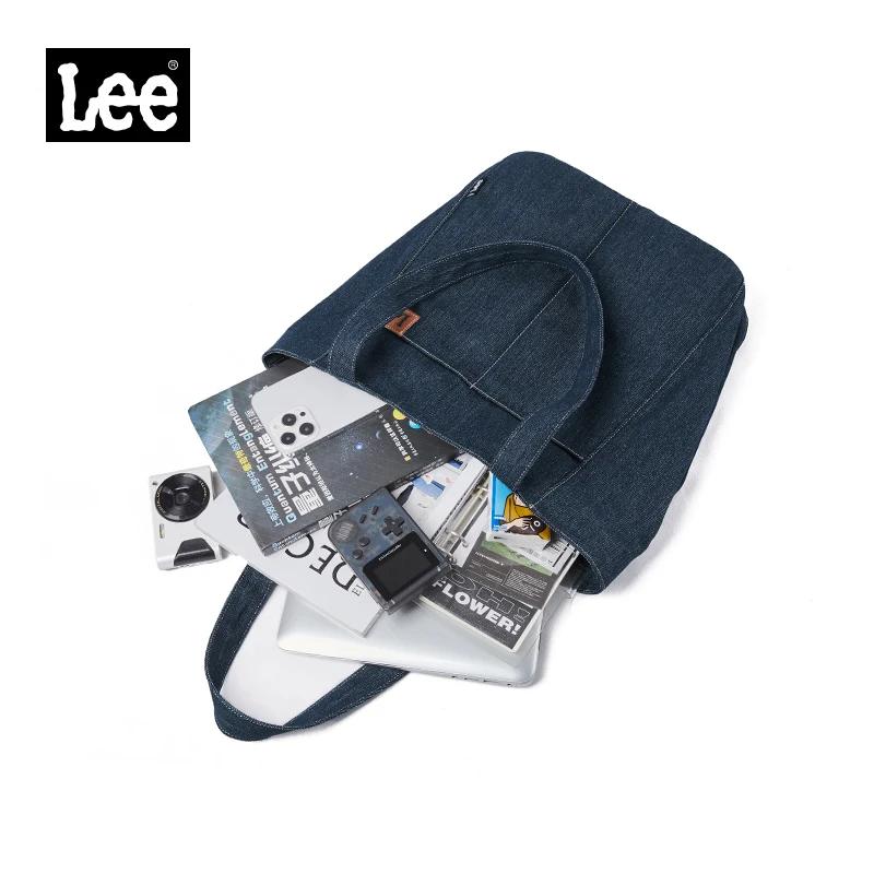 LEE Denim bleu femmes casual grande capacité sac fourre-tout jean Beige dames travail épaule école é